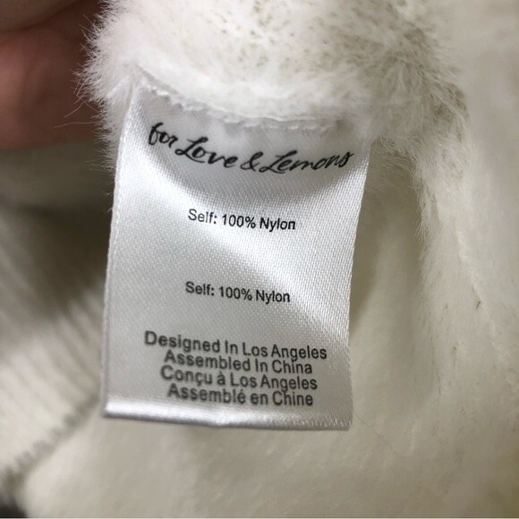 For Love & Lemons Knitz Myriam Turtleneck Mohair Sweater White Small - Picture 6 of 9